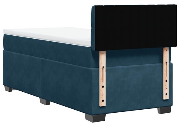 Box spring krevet s madracem tamnoplavi 90x190 cm baršunasti - Plava / 90 x 190 cm