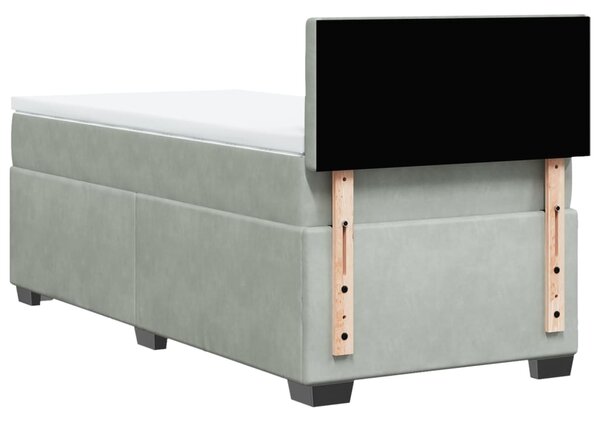 Box spring krevet s madracem svjetlosivi 100x200 cm baršunasti - Siva / 100 x 200 cm