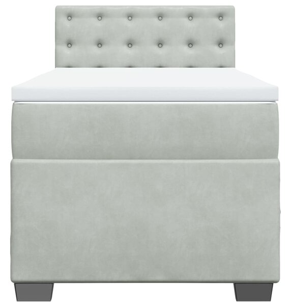 Box spring krevet s madracem svjetlosivi 100x200 cm baršunasti - Siva / 100 x 200 cm