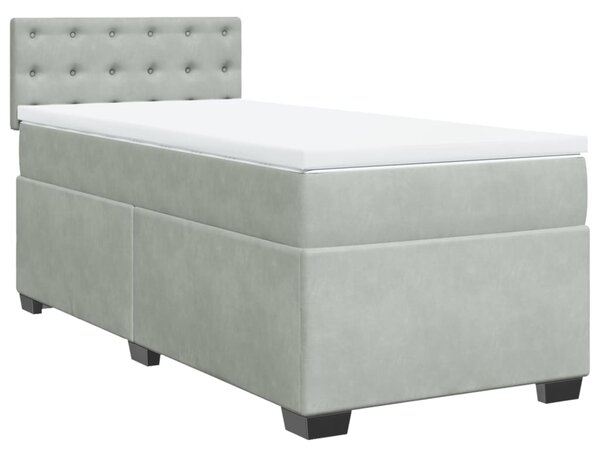 Box spring krevet s madracem svjetlosivi 100x200 cm baršunasti - Siva / 100 x 200 cm