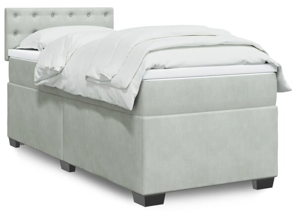 Box spring krevet s madracem svjetlosivi 100x200 cm baršunasti - Siva / 100 x 200 cm