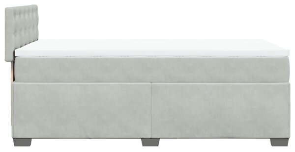 Box spring krevet s madracem svjetlosivi 100x200 cm baršunasti - Siva / 100 x 200 cm