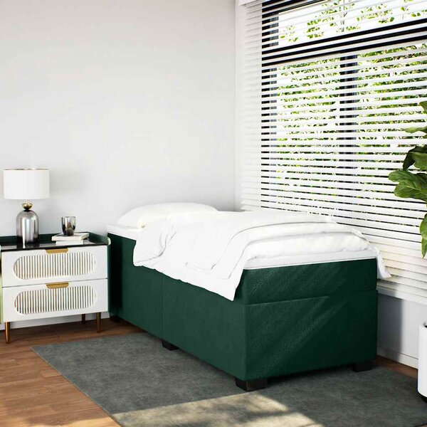 Box spring krevet s madracem tamnozeleni 100x200 cm baršunasti - Zelena / 100 x 200 cm