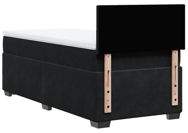 Box spring krevet s madracem crni 90x200 cm baršunasti - Crna / 90 x 200 cm