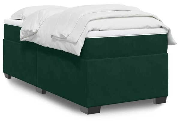 Box spring krevet s madracem tamnozeleni 100x200 cm baršunasti - Zelena / 100 x 200 cm