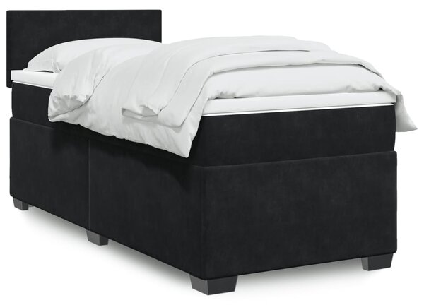 Box spring krevet s madracem crni 90x200 cm baršunasti - Crna / 90 x 200 cm
