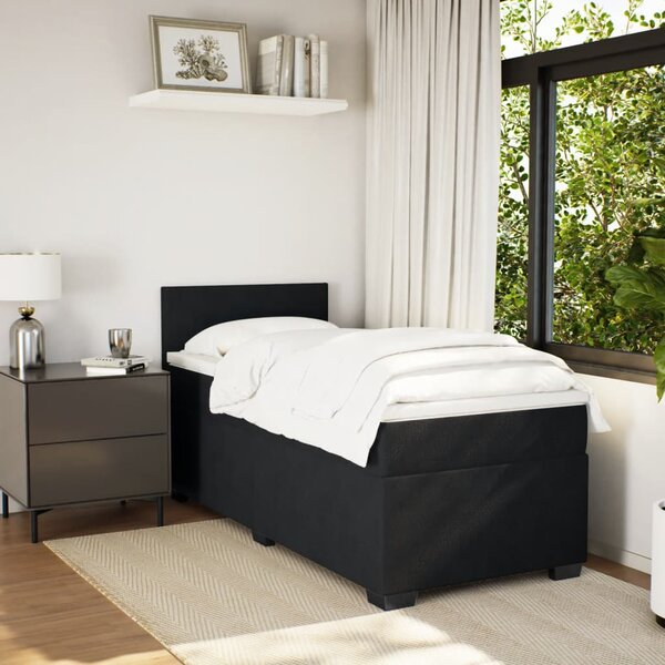 Box spring krevet s madracem crni 90x200 cm baršunasti - Crna / 90 x 200 cm