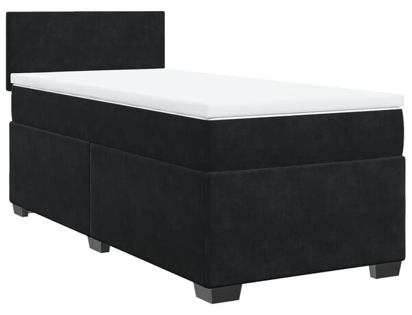 Box spring krevet s madracem crni 90x200 cm baršunasti - Crna / 90 x 200 cm