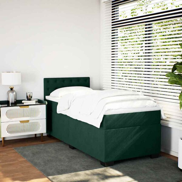 Box spring krevet s madracem tamnozeleni 80 x 200 cm baršunasti - Zelena / 80 x 200 cm