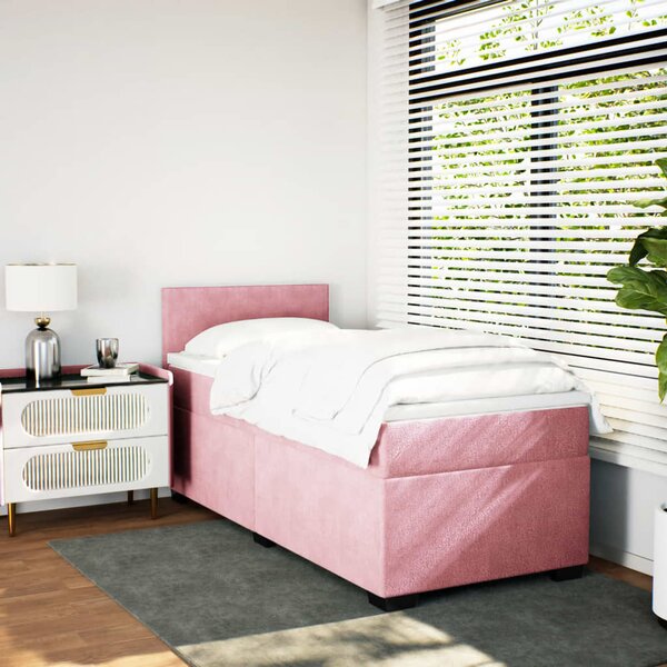 Box spring krevet s madracem ružičasti 100x200 cm baršunasti - Ružičasti / 100 x 200 cm