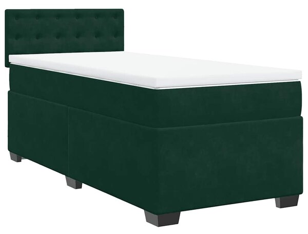 Box spring krevet s madracem tamnozeleni 80 x 200 cm baršunasti - Zelena / 80 x 200 cm