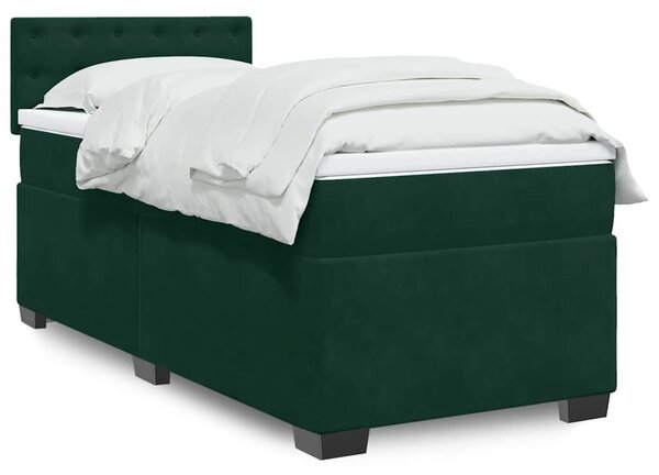 Box spring krevet s madracem tamnozeleni 80 x 200 cm baršunasti - Zelena / 80 x 200 cm
