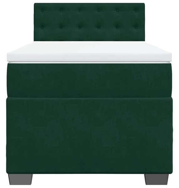 Box spring krevet s madracem tamnozeleni 80 x 200 cm baršunasti - Zelena / 80 x 200 cm
