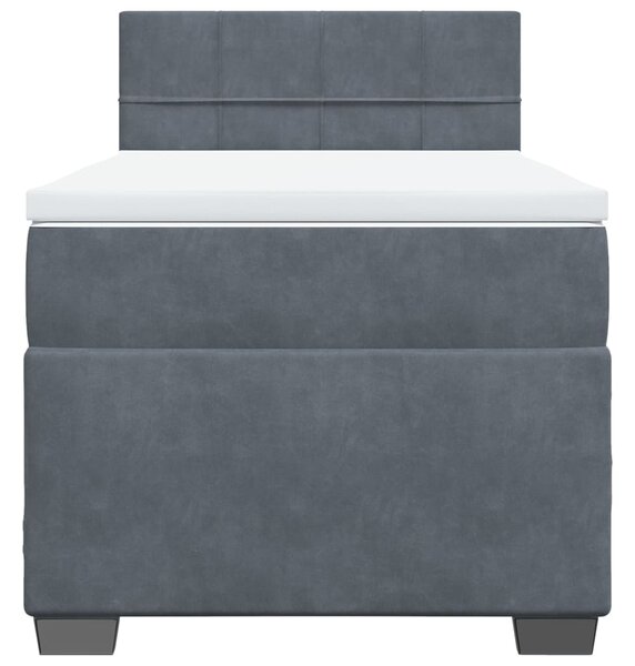 Box spring krevet s madracem tamnosivi 80 x 200 cm baršunasti - Siva / 80 x 200 cm