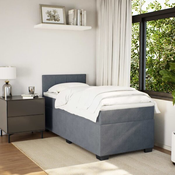 Box spring krevet s madracem tamnosivi 80 x 200 cm baršunasti - Siva / 80 x 200 cm