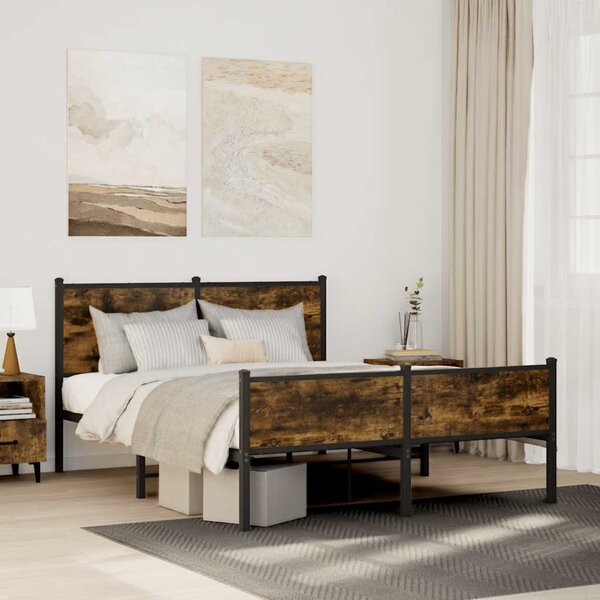 Metalni okvir kreveta bez madraca boja hrasta 140x190 cm - Smeđa / 140 x 190 cm