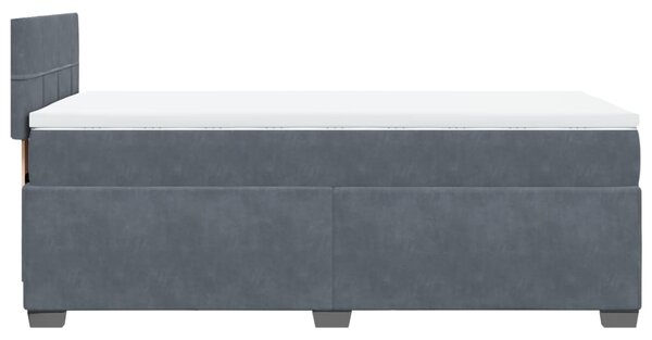 Box spring krevet s madracem tamnosivi 80 x 200 cm baršunasti - Siva / 80 x 200 cm