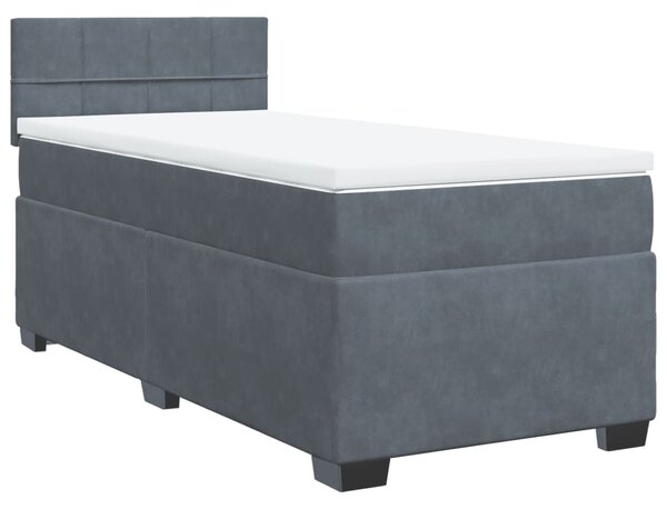 Box spring krevet s madracem tamnosivi 80 x 200 cm baršunasti - Siva / 80 x 200 cm