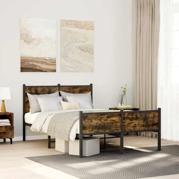 Metalni okvir kreveta bez madraca boja hrasta 120x190 cm - Smeđa / 120 x 190 cm