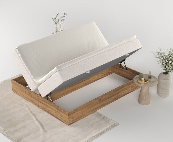 Bež/u prirodnoj boji boxspring krevet s prostorom za pohranu 160x200 cm Faro – Maison de Rêve