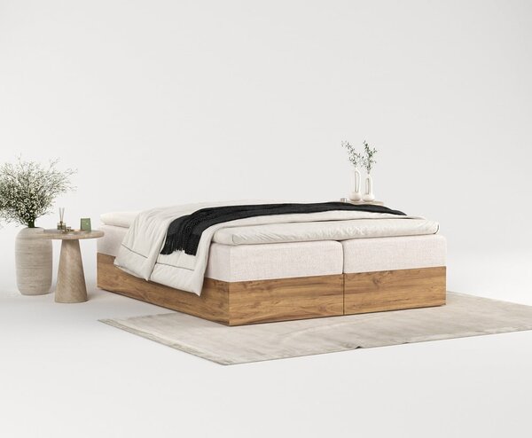 Bež/u prirodnoj boji boxspring krevet s prostorom za pohranu 160x200 cm Faro – Maison de Rêve