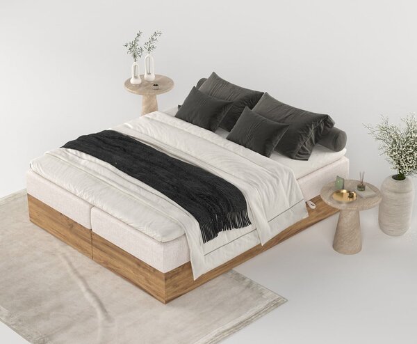 Bež/u prirodnoj boji boxspring krevet s prostorom za pohranu 160x200 cm Faro – Maison de Rêve