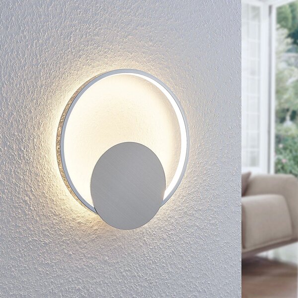 Lindby LED zidna lampa Anays, Ø 32 cm, krom/prozirno, plastika, Metalik, Dnevni boravak/blagovaonica, Plastika