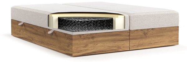 Bež/u prirodnoj boji boxspring krevet s prostorom za pohranu 160x200 cm Faro – Maison de Rêve