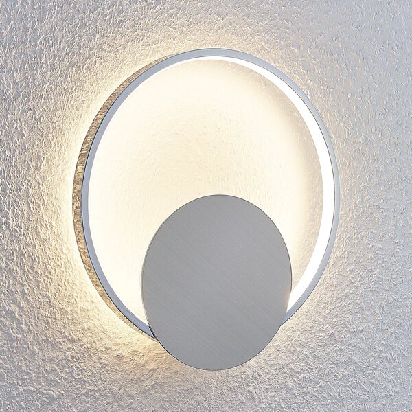 Lindby LED zidna lampa Anays, Ø 32 cm, krom/prozirno, plastika, Metalik, Dnevni boravak/blagovaonica, Plastika
