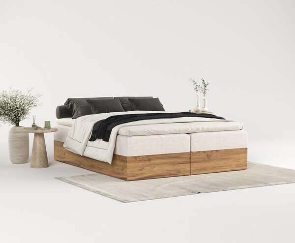 Bež/u prirodnoj boji boxspring krevet s prostorom za pohranu 160x200 cm Faro – Maison de Rêve