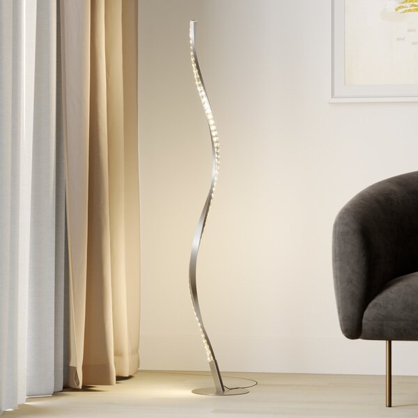 Lindby LED podna lampa Criostal, RGBW, prigušivanje, daljinsko upravljanje, prigušiva, Metalik, Dnevni boravak/blagovaonica, Aluminij