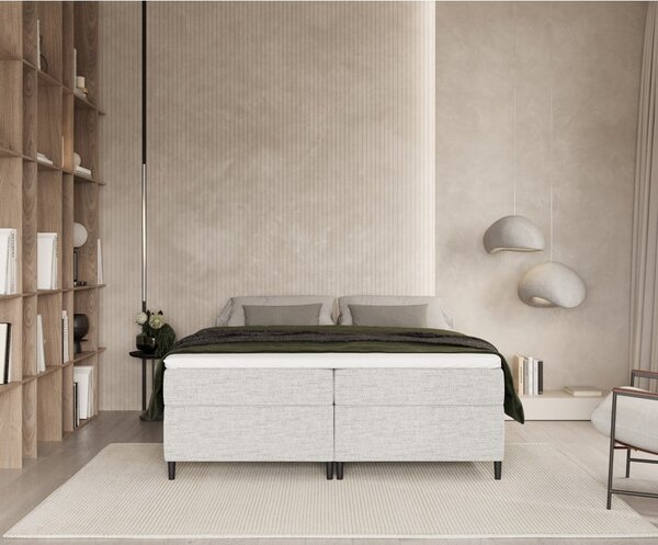 Svijetlo sivi boxspring krevet s prostorom za pohranu 200x200 cm Araya – Maison de Rêve