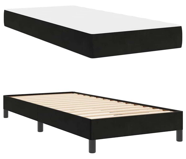 Krevet s opruga kutije s madracem Crna 80 x 220 cm tkanina - Crna / 80 x 220 cm