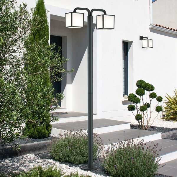 Trio Lighting Cubango LED jarbolno svjetlo s dva kockasta sjenila, Crno, Metal