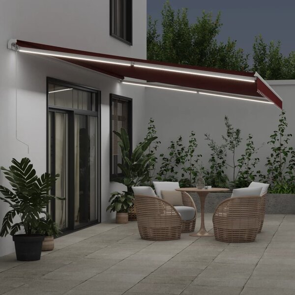 Tenda na ručno uvlačenje s LED bordo 600 x 350 cm - Crvena / 600 x 350 cm