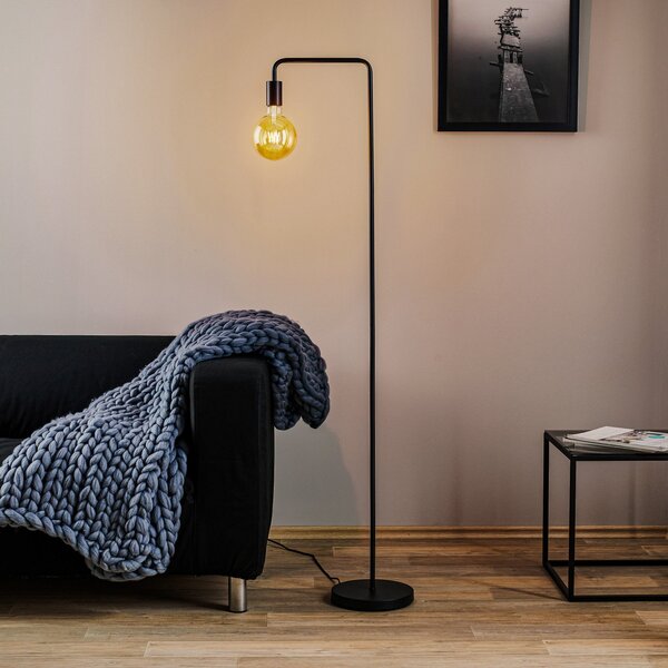 Trio Lighting Diallo podna lampa bez sjenila, mat crna, Crno, Dnevni boravak/blagovaonica, Metal