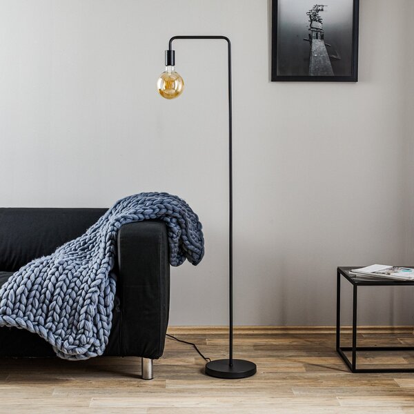 Trio Lighting Diallo podna lampa bez sjenila, mat crna, Crno, Dnevni boravak/blagovaonica, Metal