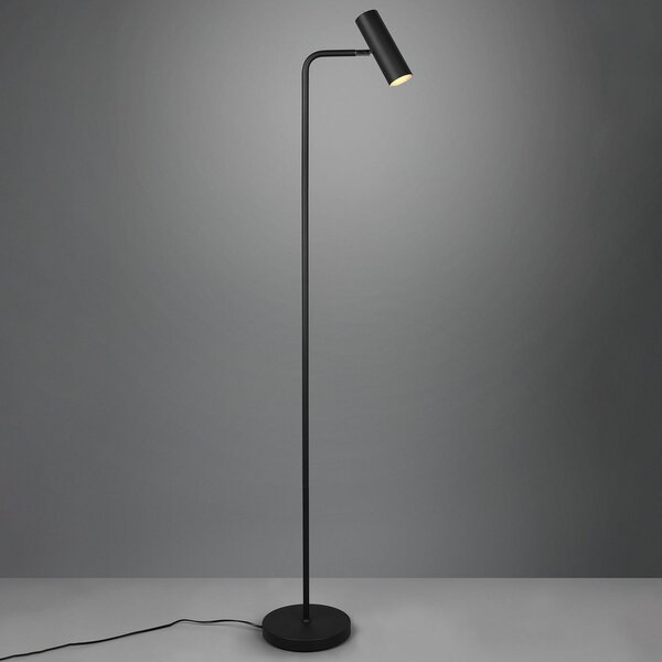 Trio Lighting Podna lampa Marley, crna, visina 151 cm, metal, Crno, Dnevni boravak/blagovaonica, Metal, Stalak kišobran