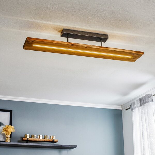 Trio Lighting Brad LED stropna svjetiljka od drva, prigušiva, Drvo, Dnevni boravak/blagovaonica, Drvo