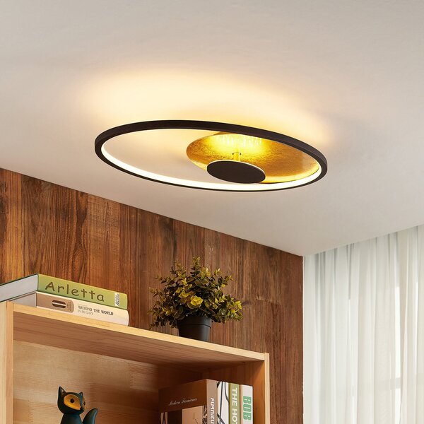 Lindby LED stropna svjetiljka Feival, 61 cm, hrđa/zlato, prigušiva, prigušiva, Smeđa / hrđa, Dnevni boravak/blagovaonica, Metal