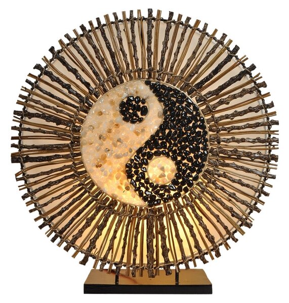 Stolna lampa Ying Yang Batur okrugla 40 cm smeđa