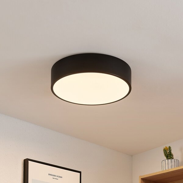 Lindby LED stropna svjetiljka Simera, Ø 30 cm, crna, bijela, prigušiva, Crno, Dnevni boravak/blagovaonica, Plastika