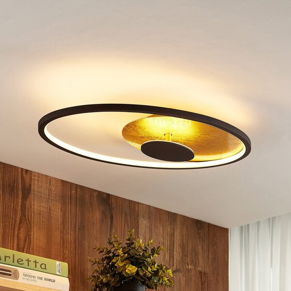 Lindby LED stropna svjetiljka Feival, 61 cm, hrđa/zlato, prigušiva, prigušiva, Smeđa / hrđa, Dnevni boravak/blagovaonica, Metal