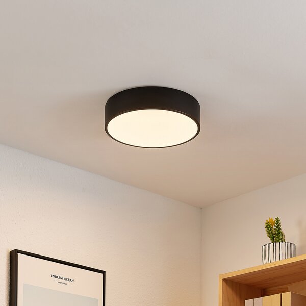 Lindby LED stropna svjetiljka Simera, Ø 30 cm, crna, bijela, prigušiva, Crno, Dnevni boravak/blagovaonica, Plastika