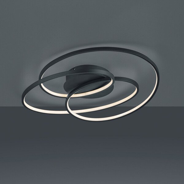 Trio Lighting Gale LED stropna svjetiljka, 60 cm, mat crna, prigušiva, Crno, Dnevni boravak/blagovaonica, Metal