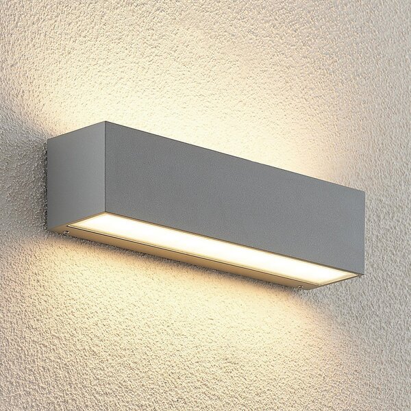 Lucande LED zidna svjetiljka Lengo, 25 cm, srebrna, 2 žarulje, IP65