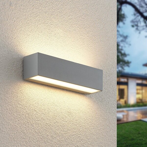 Lucande LED zidna svjetiljka Lengo, 25 cm, srebrna, 2 žarulje, IP65
