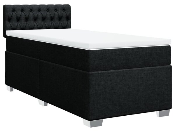 Krevet s oprugama i madracem crni 90x200 cm od tkanine - Crna / 90 x 200 cm