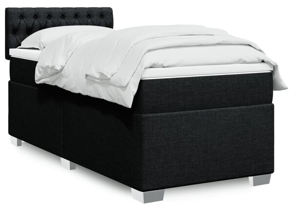 Krevet s oprugama i madracem crni 90x200 cm od tkanine - Crna / 90 x 200 cm