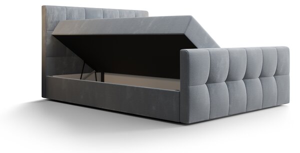 Bračni krevet Boxspring 160 cm Macheta (crna) (s madracem i prostorom za odlaganje)